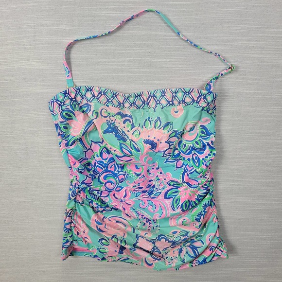 Lilly Pulitzer Other - Lilly Pulitzer Womens Tankini Size 8 Blue Justina Horizon Jungle Sunrise Ruched